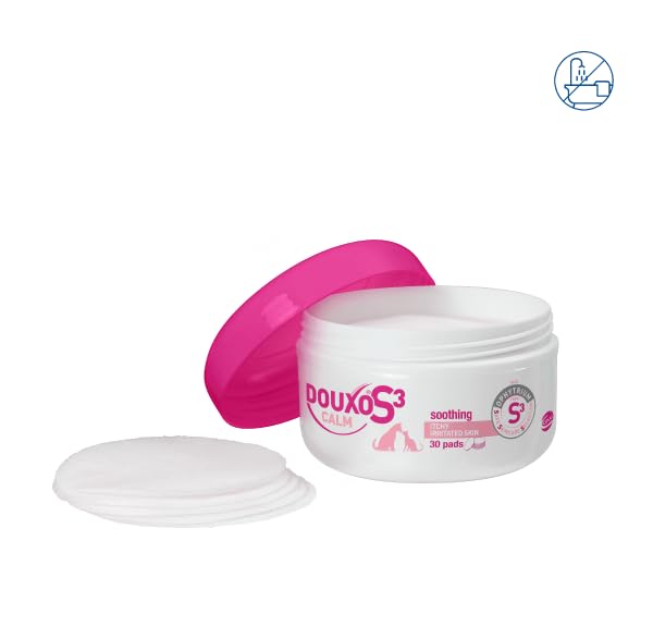 Douxo S3 Calm Pads | Double pack | 2 x 30 pieces | Soothing skin care for dogs and cats | For itchy, irritated and sensitive skin | Hypoallergenic and pH adjusted - BeesActive Australia