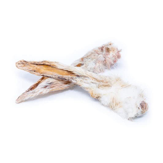 Premium Rabbit Ears with Fur, Air Dried, Natural De-Wormer By Two Amigos Pet SUpplies (20) 20