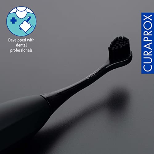 Curaprox Hydrosonic Sensitive Brush Heads, BiW Carbon, 2-Pack, Swiss Made Black