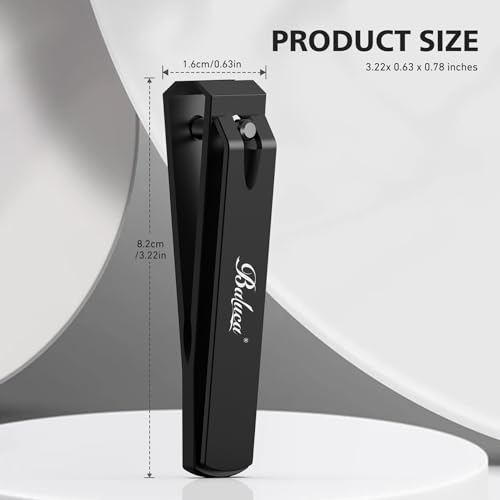 Heavy Duty Straight Blade Nail Clippers for Thick Toenails, Professional Stainless Steel Fingernail Toenail Clippers Trimmers - Thick Wide Jaw Toe Nail Clippings for Seniors, Men & Women (Black) Black