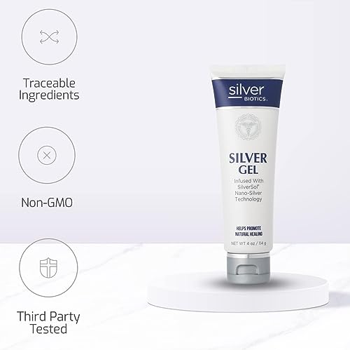 Silver Biotics First Aid Healing & Soothing Gel | Advanced SilverSol Technology | Amazing for Healing Skin from Scars, Burns, Wounds, Blemishes & More | 20ppm | 4 Oz (Pack of 2)