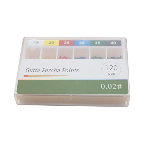 Dental Gutta Percha Points .Dental Endo Endodontic Absorbent Paper Points 02 Taper, #15-40 Assorted, 120pcs