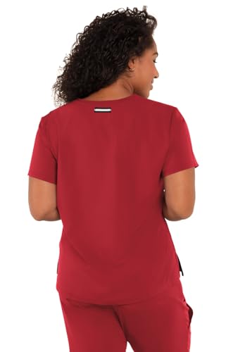 KOI Next Gen Women's Ready to Work Tuck-in Scrub Top, 4-Way Stretch, Wrinkle-Resistant Large Ruby