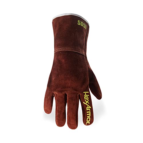 HexArmor High-Heat Resistance HeatArmor Gloves| Impact Protection | A9 Level Cut-Resistant | Welding Work Glove Medium Heatarmor 5051 | Stick Welding