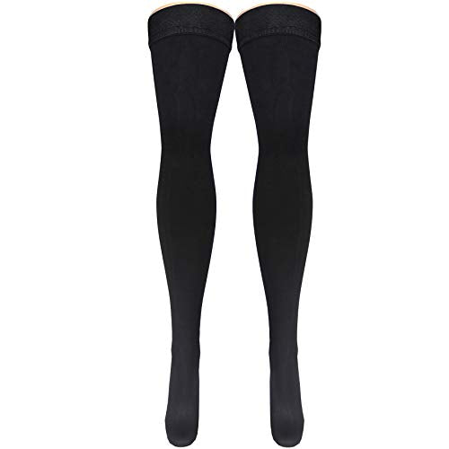 Truform Compression Socks, 20-30 mmHg, Men's Dress Socks, Thigh High Over Knee Length, Black, Large Large (1 Pair)