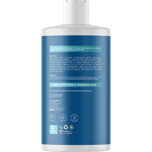 Rosemary and Biotin Shampoo for Thinning Hair - Vegan Volumizing Shampoo for Fine Hair with B Vitamins Argan Oil & Tea Tree Essential Oil - Paraben Silicone and Sulfate Free Vegan Formula (16 Fl Oz) Sandalwood 16 Fl Oz (Pack of 1)