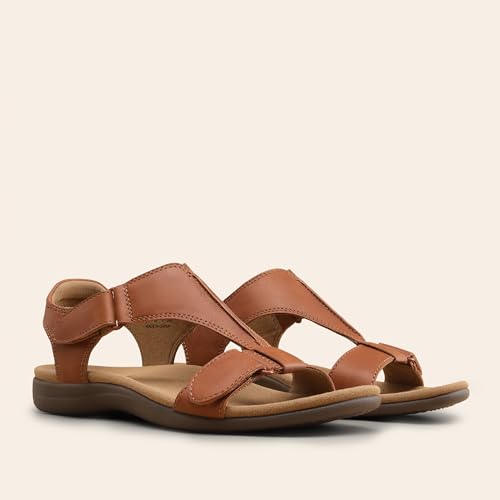 DREAM PAIRS Women Arch Support Walking Flat Sandals 7.5 Tan