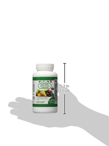 Pure Heathland Non-GMO Super Daily Multivitamin for Adults – 42 Natural Fruits & Vegetables Blend with 21 Essential Vitamins & Minerals – Vegan Coating Tablets, 90 Count, Made in USA 90 Count (Pack of 1)