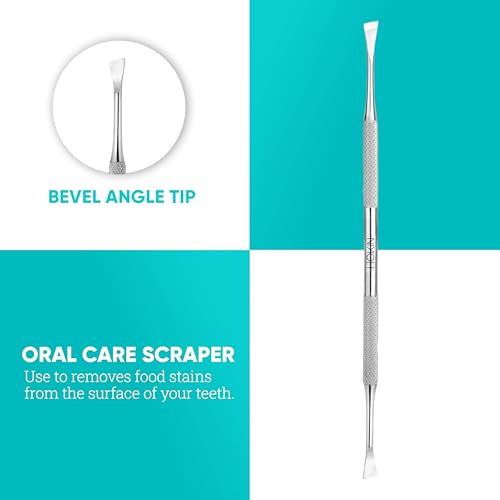 Dental Tools HOKIN Plaque Remover Teeth Cleaning Tool 4 Pcs Dental Care Kit Tooth Filling Repair Set Stainless Steel Dental Tools for Men Women Kids and Pet Care Jet Black