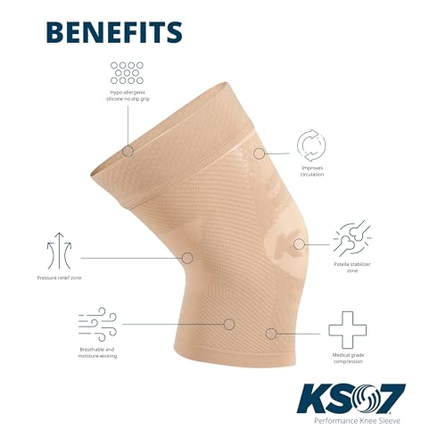 OS1st KS7 Performance Knee Brace with Compression Zone Technology–Stabilizing Knee Sleeve for Pain Relief, Patella Support, Running, Arthritis, Men & Women Large Black