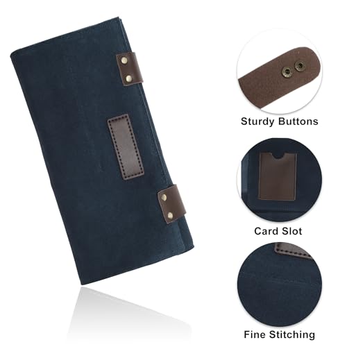 VOCOSTE Barber Scissors Bag Roll Up, Durable & Foldable Salons Tool Pouch with Multi-Pockets, Hair Scissor Shears Cases for Hair Stylists, Blue