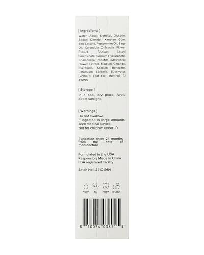 EMRA Gentle Cleaning Tongue Gel + Dual-Sided Cleaner in Black - Fluoride-Free Formula with Peppermint & Chamomile for Fresh Breath & Sensitive Tongue Care