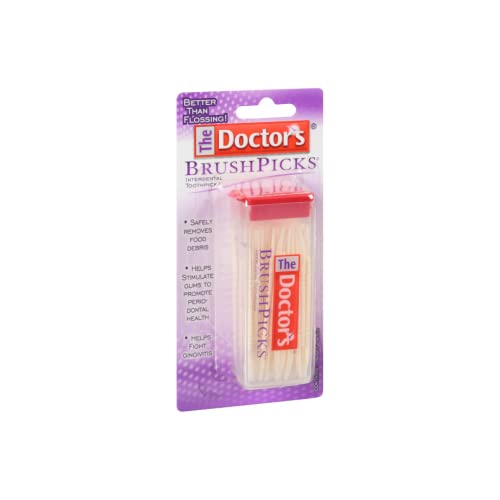 The Doctor's BrushPicks Interdental Toothpicks, Soft Rubber Dental Picks for Teeth Cleaning, Removes Food Debris, Gum Care, Portable Dispensing Case, 120 Count (Pack of 10)