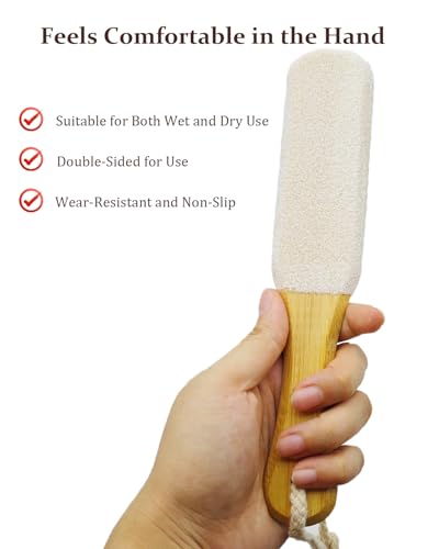 Pumice Stone Foot File, 2 Pack Wooden Pedicure Foot Scrubber Remover for Heels, Elbows, Hands in Shower, Professional Foot Rasp for Wet and Dry Feet, Foot Care Tools for Women Men（Black and White） Black and White