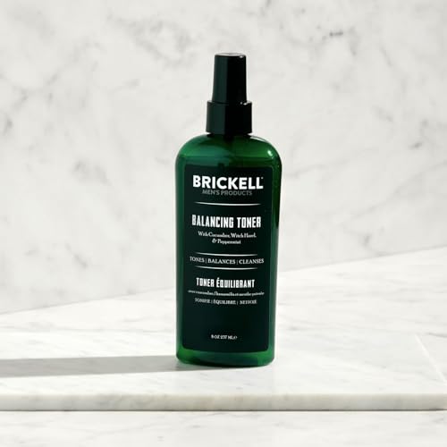 Brickell Men's Balancing Toner for Men, Alcohol-Free Mint Facial Toner with Witch Hazel, Aloe, and Cucumber, 8 Ounce, Scented 8 Ounce (Pack of 1)