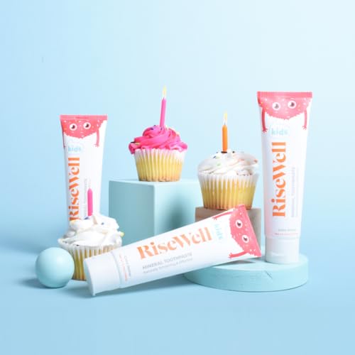 RiseWell Kids Mineral Toothpaste - Kids Hydroxyapatite Toothpaste - Made by Dentists, Safe to Swallow, No Added Fluoride and All Natural - Cake Batter Flavor, 3.4 Oz (Pack of 2) 3.4 Ounce (Pack of 2)