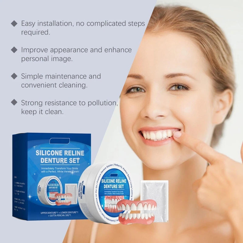 Moldable False Teeth,Dentures for Women and Men Veneers Teeth Silicone Dentures Set for Both Upper and Lower, Temporary Dentures DIY at Home Within Minutes Fix Your Smile