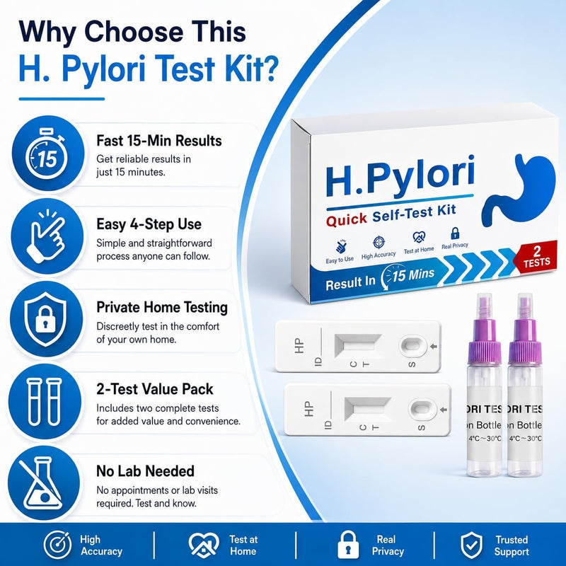 Helicobacter Pylori Stool Test Kits, H. Pylori，h. Pylori Stool (Antigen) 10-15 Minutes of Quick Home Testing, The Result is Highly Accurate, Easy to Read and use