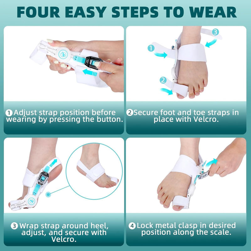 Bunion Corrector for Women & Men - Bunion Fix for Hallux Valgus Pain Relief with Non-Slip Big Toe Separator, Adjustable Big Toe Straighter, Bunion Splints Fits Left & Right Feet (White 1Pcs) White 1