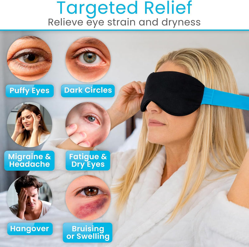 Arctic Flex Cold Eye Mask - Gel Ice Pack For Cool Sleeping, Dry Night Treatment - Reusable Hot Spa Therapy For Sleep, Skin Puffiness, Migraine, Soothing Headache - Soft Cooling Heating Compress Cover