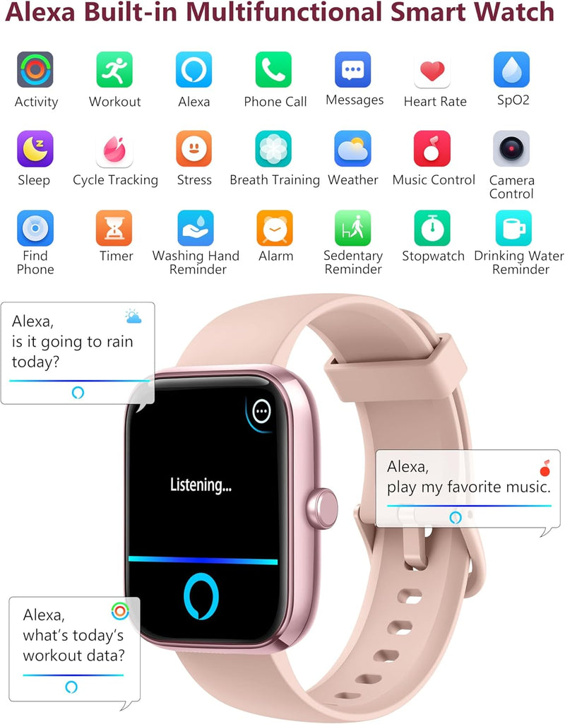 Smart Watch for Women Men (Answer/Make Call), 2026 New 1.91" HD SmartWatch, Fitness Watch with 120+ Sport Modes, IP68 Waterproof, Pedometer, Heart Rate/Sleep Monitor, Activity Tracker for Android iOS Pink