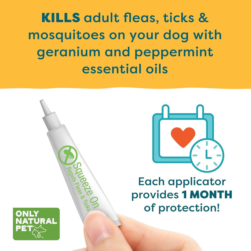 Only Natural Pet Flea and Tick Prevention for Small Breed Dogs (up to 15 lbs) - EasyDefense Flea Remedy - Natural Flea Treatment Control Herbal Squeeze-On Drops - Three Month Supply Single - BeesActive Australia