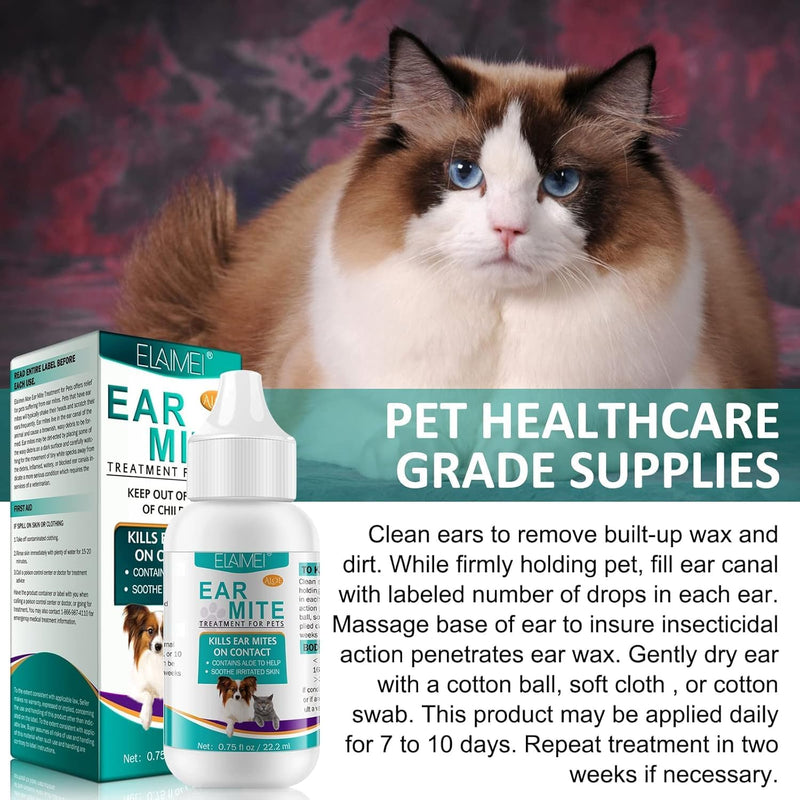 Dog Ear Cleaner, Dog Ear Infection Treatment, Antibiotic Dog Ear Drops for Ear Infection, Ear Mite Treatment for Dog & Cat, Provides Relief for Yeast Infection, Reduces Ear Mites And Debris, 22ml 1 Pack