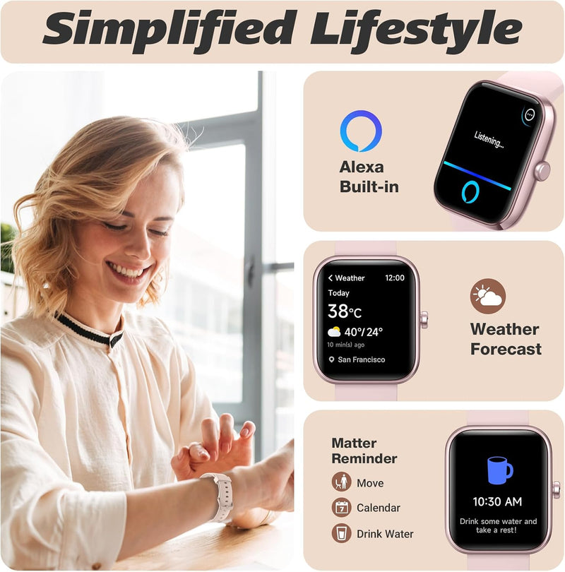 Smart Watch for Women Men (Answer/Make Call), 2026 New 1.91" HD SmartWatch, Fitness Watch with 120+ Sport Modes, IP68 Waterproof, Pedometer, Heart Rate/Sleep Monitor, Activity Tracker for Android iOS Pink