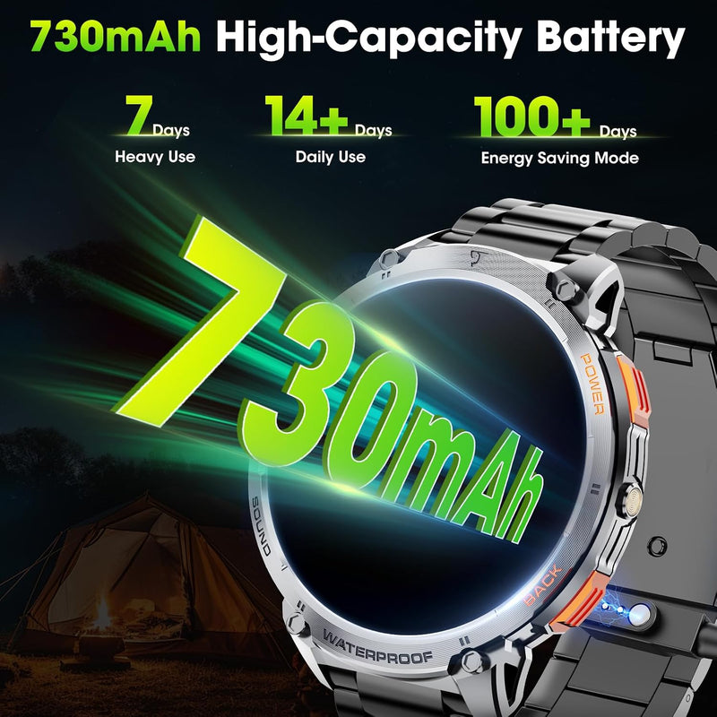 Smart Watch for Men Fitness Tracker: Military Make Answer Call LED Digital Mens Watches Waterproof Smartwatch Android Phone iPhone Samsung Compatible Sleep SpO2 Heart Rate Monitor Step Pedometer 1.39 Classic Gray