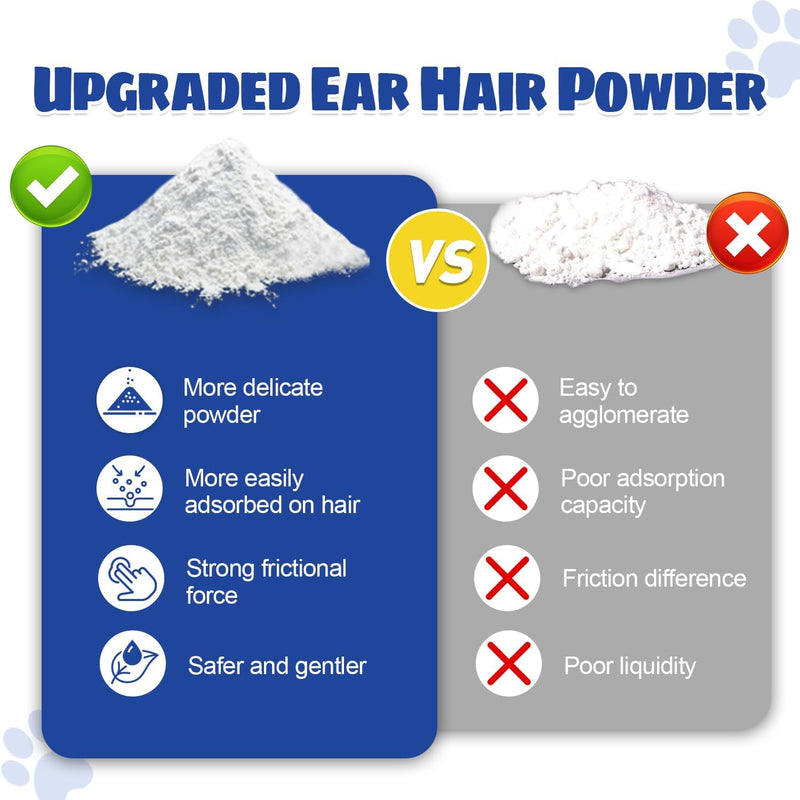 Ear Powder for Dogs Plucking,Dog Ear Infection Treatment with 5.5 Inch Tweezers Curved,Removal Ear Hair Powder,Soothes Itchy Ears & Relieve Scratching ear powder+tweezers