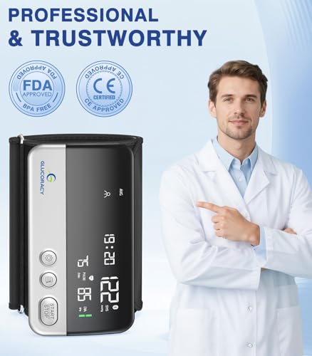 Glucoracy Arm Blood Pressure Monitor for Home Use,Large Display,Silver Silver