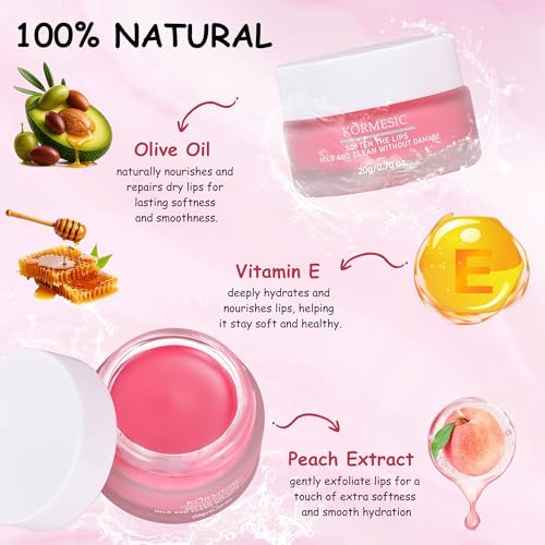 Lip Scrub and Lip Mask Set Lip Care Gift Set with Hydrating Lip Balm, Lip Scrub, Scrub Bubble and Overnight Lip Mask, Lip Moisturizer Gift Set for Teens