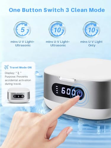 Voraiya Cordless Ultrasonic Retainer Cleaner Machine for Travel Sliver White
