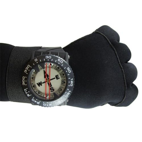 Scuba Choice Diving Compass (Wrist/Bungee Mount) – Easy-to-Read Underwater Navigation Tool for Scuba Diving, Durable Design with Rotating Bezel, Reliable Directional Aid for Deep Dive Adventures Black Aluminum Frame - Wrist Compass