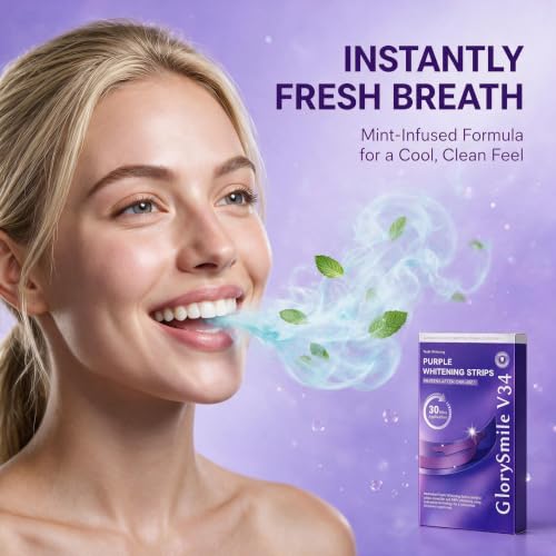 Purple Teeth Whitening Strips V34 Pap+ 15 Treatments 30 Strips Teeth Professional Brightening Removes Stains in 30 Minutes Safe for Enamel Non Sensitive Teeth Whitening EXTRA 19