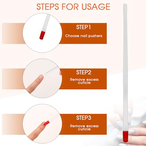 17cm Rubber Cuticle Pusher Cleaner, 4 Pieces Red Hard Rubber End Tipped Nail Art Tool Cuticle Pusher Cleaner And Professional Plastic Handle Cuticle Stick for Hand Care Nail, Nail Cleaner Tool