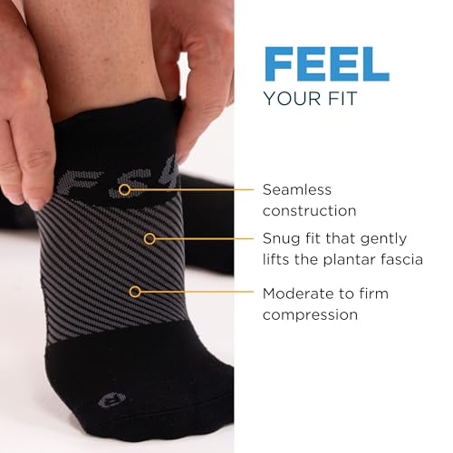 OrthoSleeve FS4 Orthotic Plantar Fasciitis Socks For Men & Women, Compression Socks for Plantar Fasciitis Relief & Achilles Tendonitis Support (White No-Show, Medium) White No-Show