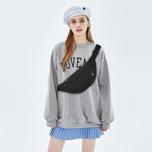 Viqueen Fashion Fanny Packs For Men and Women Foldie Crossbody Bag with Zipper and Pockets Water Resistant,Hands Free Phone Carrying Black+Navy+Light Grey Black+Beige 3 Pack 4-zipper Waist Pack