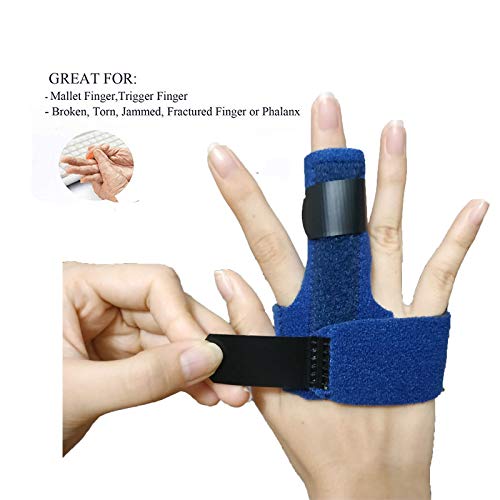 Trigger Finger Splint, Finger Knuckle Support Brace, Adjustable Brace for Straightening Curved, Bent, Locked and Mallet Finger Thumb,Ring,Index(Right) Blue Right hand - BeesActive Australia