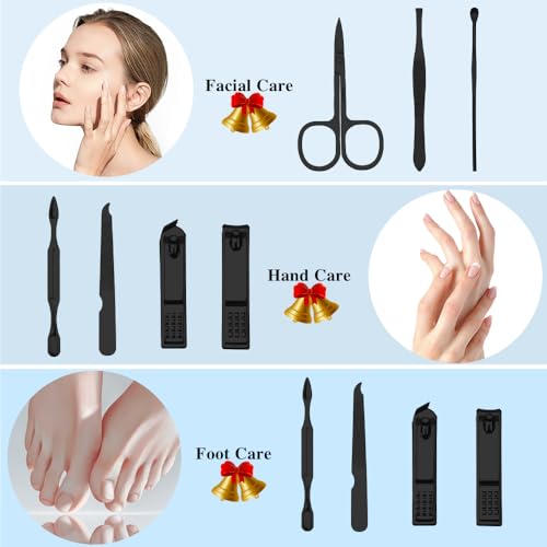 Nail Kit Manicure Kit Men's Gift Travel Toe Nail Clippers for Husband Women Manicure Set for Birthday Gifts for Menoiletries Gift for Father's Day Grandparents Friends Red and Black