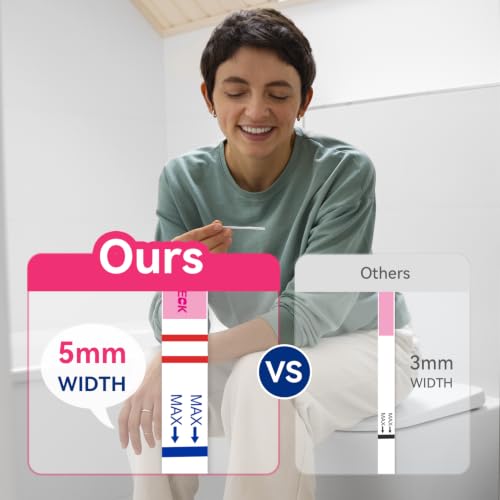 HEAL-CHECK 100 Count Pregnancy Tests with Cups, Bulk Pregnancy Test Strips for Detection at Home, Over 99% Accuracy, Individually Wrapped Fertility Tests, Extra-Wide 5mm HCG Tests, Pruebas De Embarazo