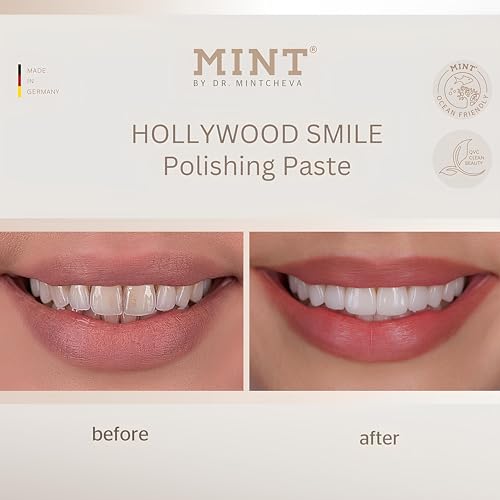 Mint Hollywood Smile polishing Paste with whitening Effect (1x 75 ml) - Professional Teeth Cleaning at Home - Effective deep Cleaning - Smooth, White Teeth - Microplastic-Free - by Dr. Mintcheva