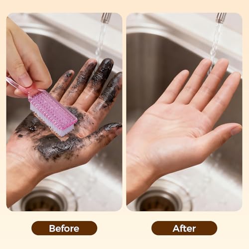 Nail Brush for Cleaning Fingernails, Larbois 4 Pack Deep Cleaning Fingernail Brush for Cleaning Nail Scrubber Brush Heavy Duty Foot Brush Handle Grip Nail Brushes for Toes and Fingernails Color-0