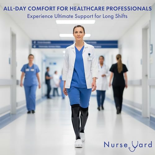 Nurse Yard Compression Socks for Women and Men | 20-30mmHg Graduated Medical Compression Socks for Nurses | Travel and Flying | Athletic Support for Running, Best Compression Socks | 1 Pair Black Large-X-Large