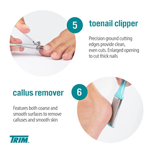 TRIM Professional 7-Piece Pedicure Kit Home Foot Care & Toenail Grooming 6 Count (Pack of 1) Trim For Your Feet Kit, 6 Piece Set