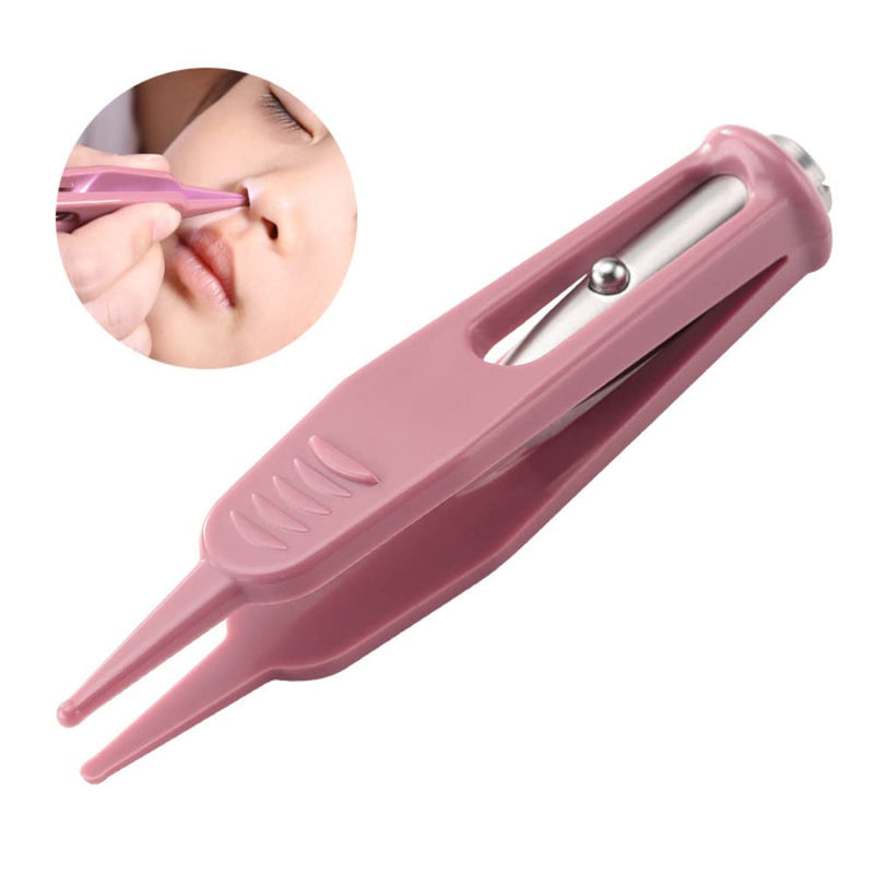 2 Pcs Infant Nose Cleaning Tweezers Round-Head Baby Booger Clips Nose Ear Cleaning Pliers Nose Booger Nippers with LED Light - BeesActive Australia