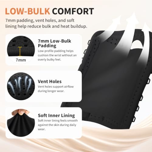 CAMBIVO Carpal Tunnel Wrist Brace with One-Hand Pull Lacing System, Black Matte Black Large/X-Large(Right Hand)
