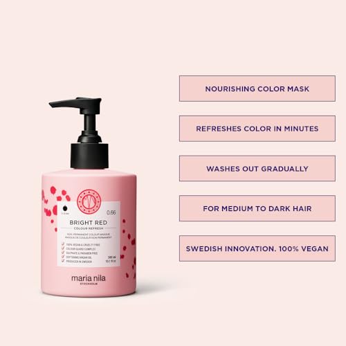 Maria Nila, Color Refresh Bright Red, Red Hair Mask, Semi-Permanent Pigments, 100% Vegan & Sulfate/Paraben free 300 ml (Pack of 1)
