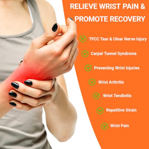 Ulnar Wrist Brace for Right & Left Hand, Ultra-Thin Elastic Wrist Wrap with Compression, Inconspicuous & Art-Inspired Design, Adjustable Support for Repetitive Wrist Use, Daily Wear for Typing, Work, Sports, Recovery, and Cheer Activities (Beige, Left)