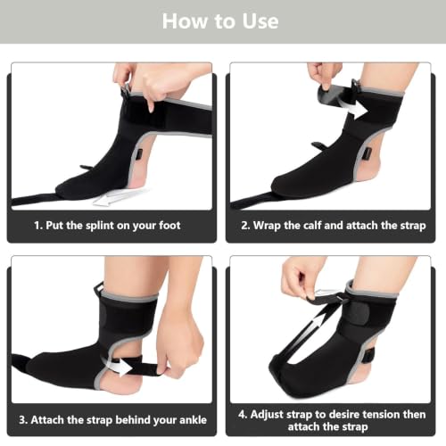 Plantar Fasciitis Night Splint with Massage Ball,Upgraded Planter Fasciitis Relief Brace,Relief Brace for Foot Drop,Heal Spur,Arch Pain,Achilles Tendonitis & Foot Fatigue Relief,Unisex Foot Brace(L) L